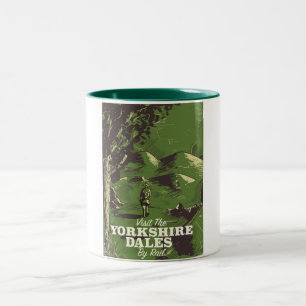 Yorkshire Dales vintage reisposter Tweekleurige Koffiemok