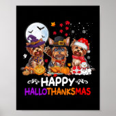 Yorkshire Dog Christmas Happy Hallothankmas Bedank Poster (Voorkant)