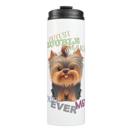 Yorkshire Dog Cuttest Trouble Maker Schattig Schat Thermosbeker (Voorkant)