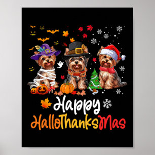 Yorkshire Dog Halloween Kerstfeest Happy Hallobeda Poster