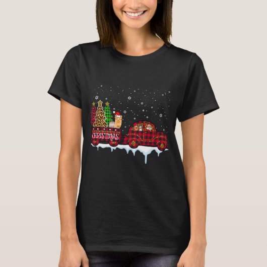 Yorkshire Dog Kerstmis Red Pset Truck Santa Xmas T-shirt (Voorkant)