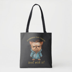 Yorkshire Dog Stubborn Deal Met Het Schattig Schat Tote Bag