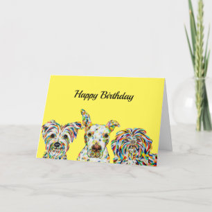 Yorkshire dooder, Pitbull, Shih Tzu Birthday Kaart