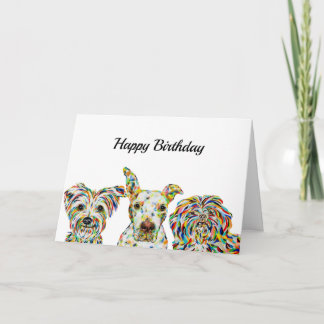 Yorkshire dooder, Pitbull, Shih Tzu Birthday Kaart