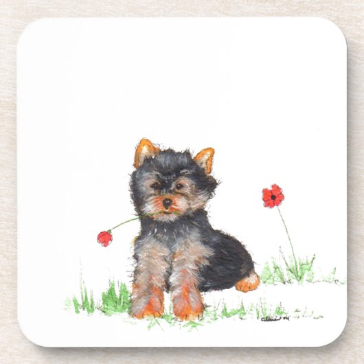 Yorkshire doodpup bier onderzetter (Voorkant)