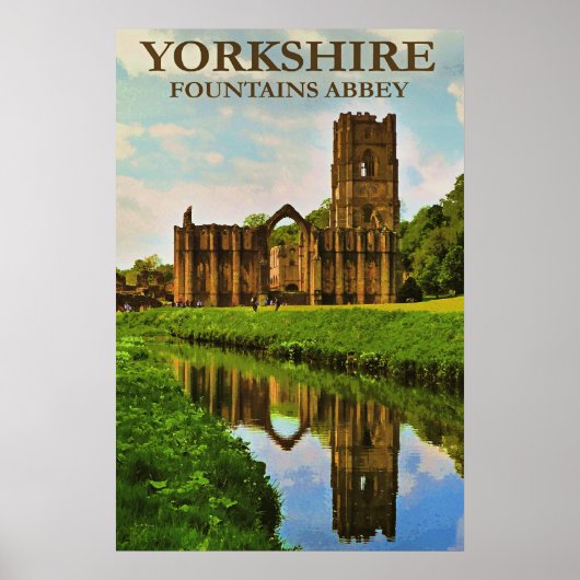 Yorkshire, Fountains Abbey, Poster (Voorkant)
