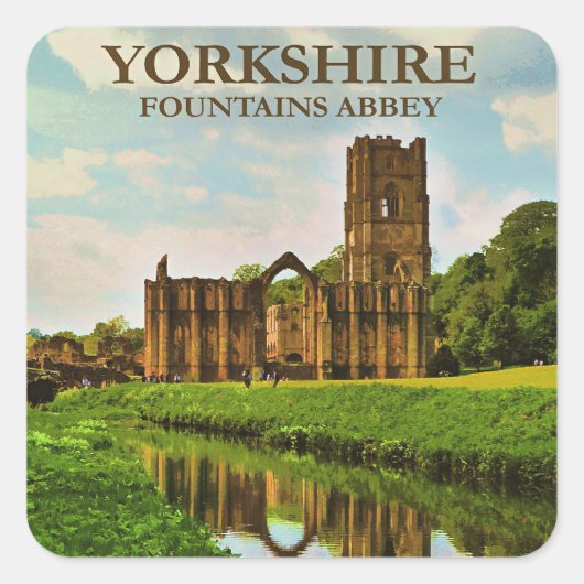 Yorkshire, Fountains Abbey, Vierkante Sticker (Voorkant)
