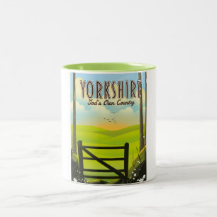 Yorkshire "God's own Country" vintage reisposte Tweekleurige Koffiemok