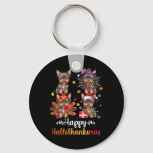 Yorkshire Halloween Vrolijk Kerstfeest Happy Hallo Sleutelhanger