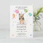 Yorkshire Lets Dog Pawty Puppy Verjaardag Roze Kaart (Staand voorkant)