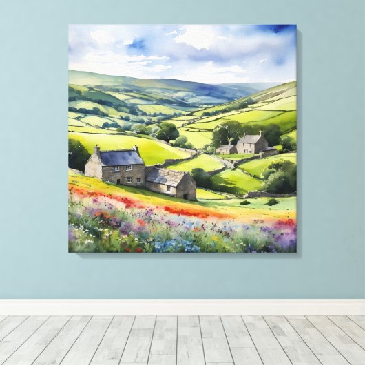 "Yorkshire Meadowsong" Landschap Yorkshire Dales Canvas Afdruk (Insitu (Houten vloer))