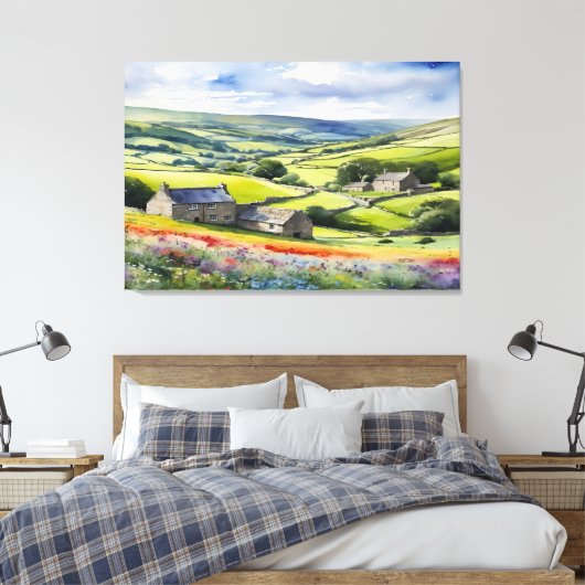 "Yorkshire Meadowsong" Landschap Yorkshire Dales Canvas Afdruk (Insitu (Slaapkamer))