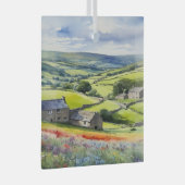 "Yorkshire Meadowsong" Landschap Yorkshire Dales Glas Ornament (Voorkant Rechts)