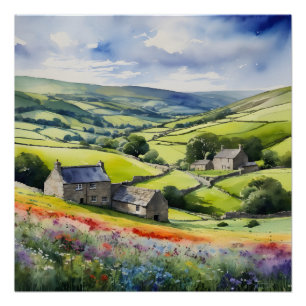 "Yorkshire Meadowsong" Landschap Yorkshire Dales Perfect Poster