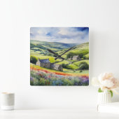 "Yorkshire Meadowsong" Landschap Yorkshire Dales Vierkante Klok (Huis)