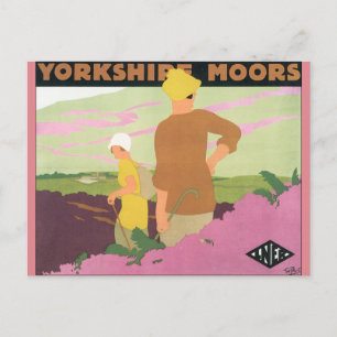 Yorkshire Moors Vintage Travel Poster Briefkaart