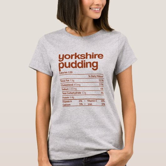 Yorkshire Pudding Nutrition Fact Thanksgiving T-shirt (Voorkant)