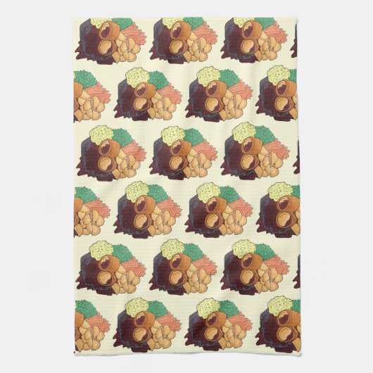 Yorkshire Pudding Sunday Roast UK British Food Theedoek (Verticaal)