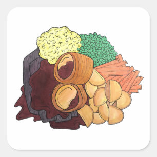 Yorkshire Pudding Sunday Roast UK British Food Vierkante Sticker
