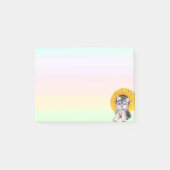 Yorkshire Puppy Dog & Sunflower op parelkleurstoff Post-it® Notes (Voorkant)