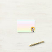 Yorkshire Puppy Hond & Zonnebloem op Pastelkleuren Post-it® Notes (Op bureau)