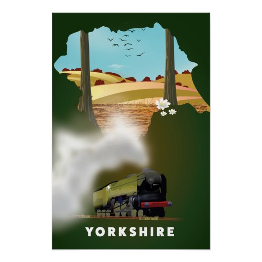 Yorkshire Railway Map reisdruk Perfect Poster (Voorkant)