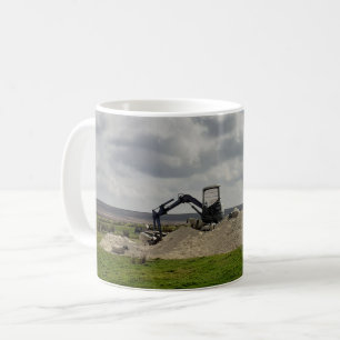 Yorkshire schapen en een graver. koffiemok