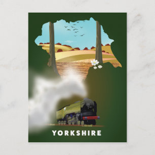 Yorkshire spoorwegkaart reisprint briefkaart
