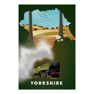 Yorkshire spoorwegkaart reisprint perfect poster