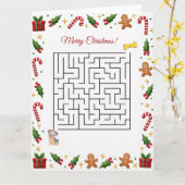 Yorkshire Terier Christmas Maze Puzzle Holiday Kaart (Gele Bloem)
