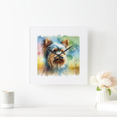Yorkshire Terrier 080724AREF106 - Watercolor Vierkante Klok (Huis)