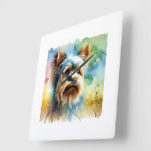 Yorkshire Terrier 080724AREF106 - Watercolor Vierkante Klok (Hoek)