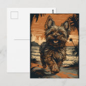 Yorkshire-terrier aan het strand briefkaart (Voorkant / Achterkant)