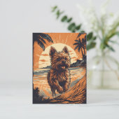 Yorkshire-terrier aan het strand briefkaart (Staand voorkant)