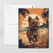 Yorkshire-terrier aan het strand briefkaart (Voorkant / Achterkant)