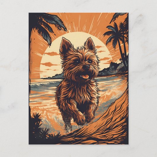 Yorkshire-terrier aan het strand briefkaart (Voorkant)