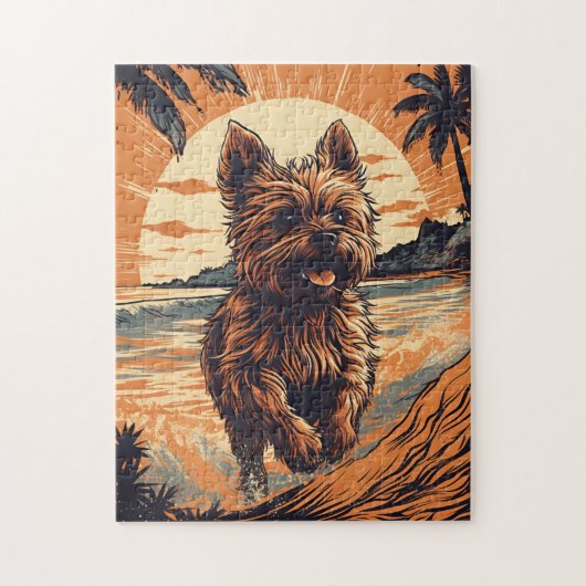 Yorkshire-terrier aan het strand legpuzzel (Verticaal)
