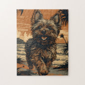 Yorkshire-terrier aan het strand legpuzzel (Verticaal)