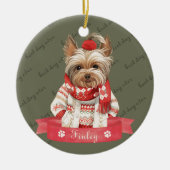 Yorkshire Terrier Aangepaste Kerstversiering Keramisch Ornament (Voorkant)
