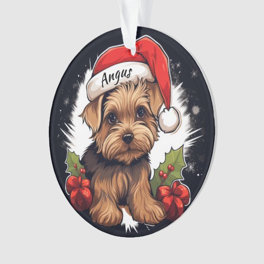 Yorkshire Terrier Aangepaste Kerstversiering Ornament (voorkant)