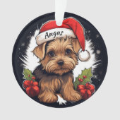 Yorkshire Terrier Aangepaste Kerstversiering Ornament (voorkant)