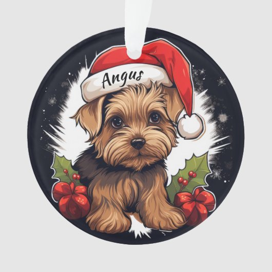 Yorkshire Terrier Aangepaste Kerstversiering Ornament (voorkant)