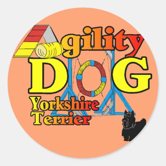 Yorkshire_Terrier Agility Gifts Ronde Sticker (Voorkant)