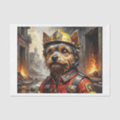 Yorkshire Terrier als brandweerman Tissuepapier (Voorkant)