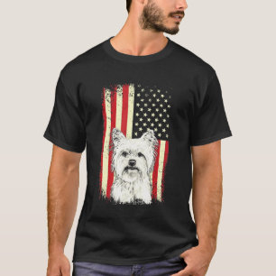 Yorkshire Terrier Amerikaanse vlag 4 juli Patriott T-shirt