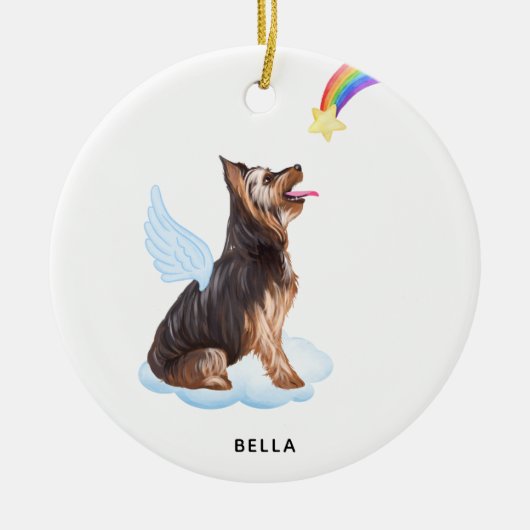 Yorkshire Terrier Angel Persoonlijke hond Memorial Keramisch Ornament (Voorkant)