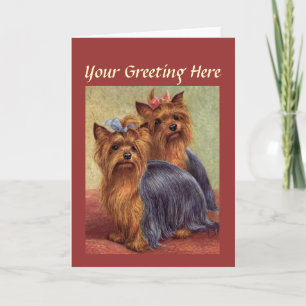 Yorkshire Terrier Antieke Wenskaart Kaart