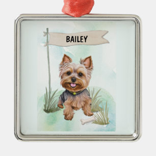 Yorkshire Terrier Aquarel Gepersonaliseerde Hond Metalen Ornament