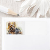 Yorkshire-terriër aquarel kunst etiket (Insitu)