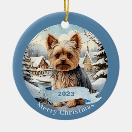 Yorkshire Terrier Art Dog Pet Keramisch Ornament (Voorkant)